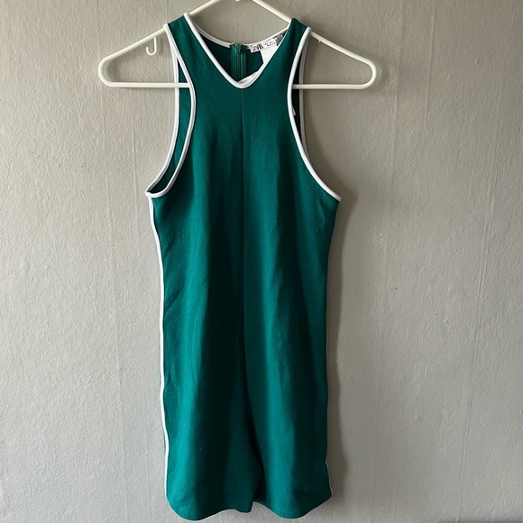 Zara Pants - ZARA Green Piped Short Jumpsuit Size Large NWOT